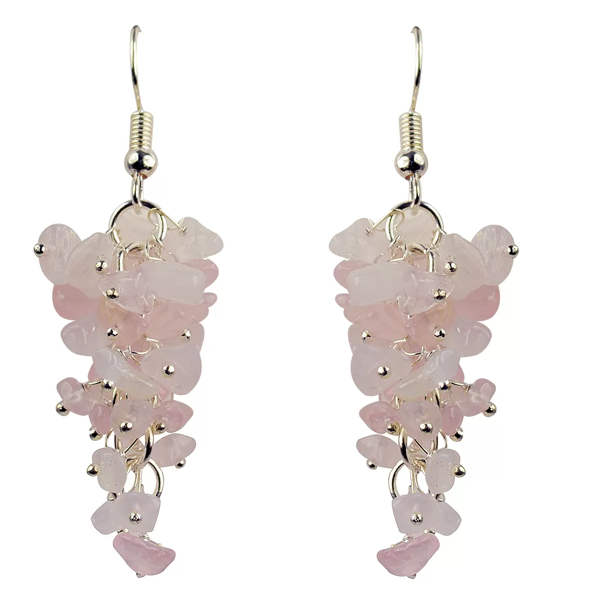 Rose Quartz Earrings Natural Chip Beads Earrings for Women, Girls Pink