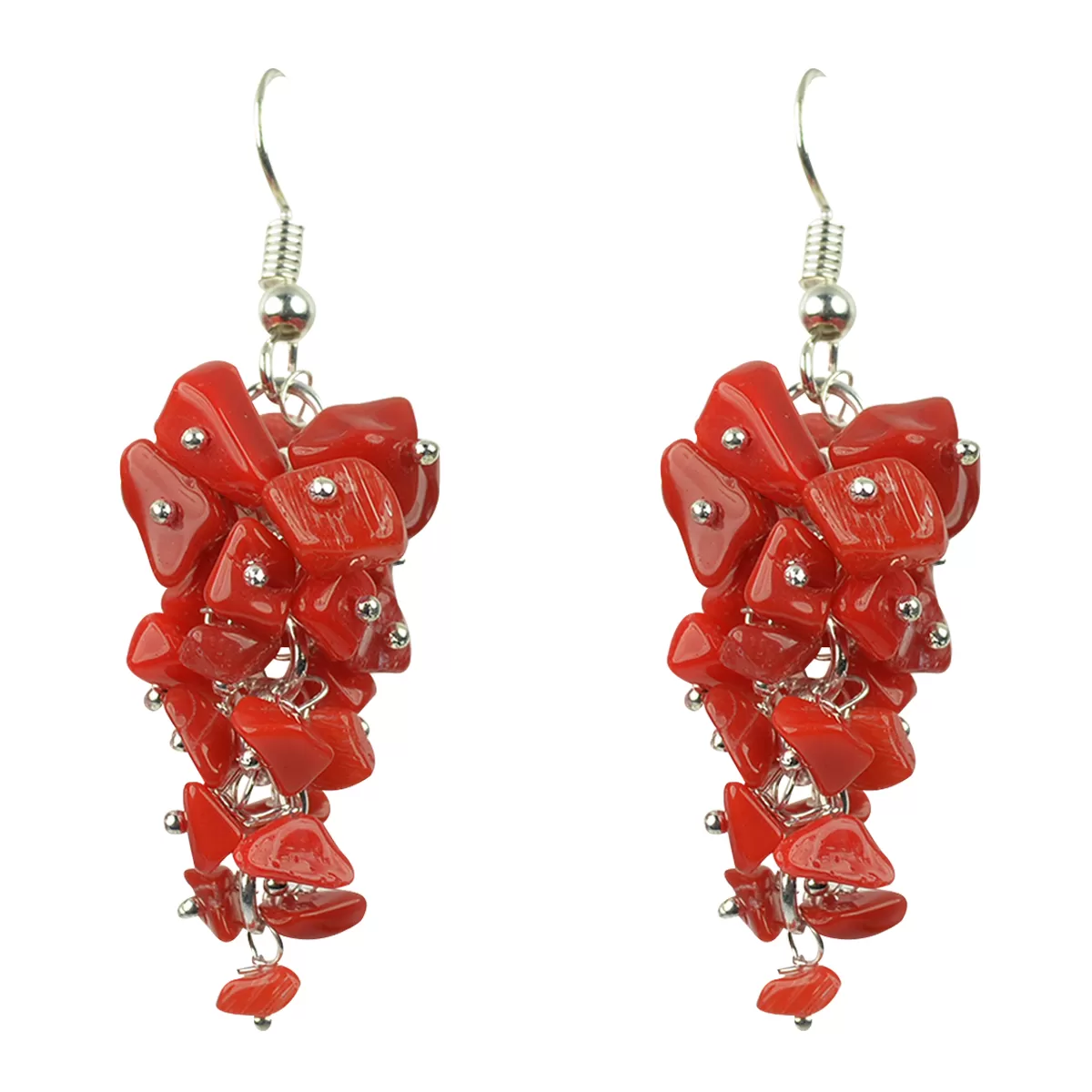 Red Stone Earrings Natural Chip Beads Earrings for Women, Girls Red
