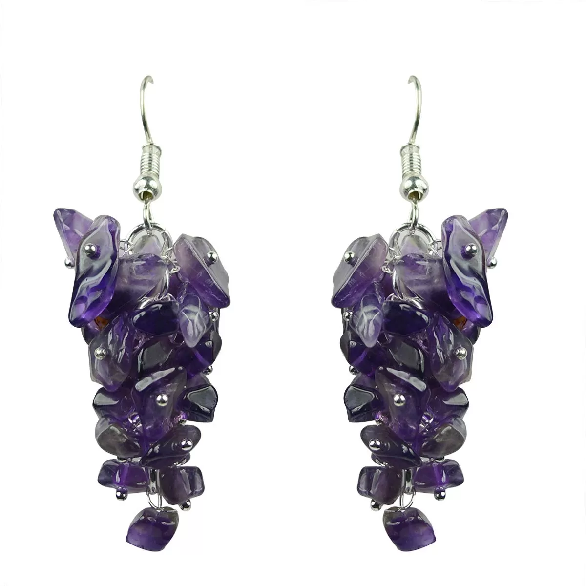 Amethyst Earrings Natural Chip Beads Earrings for Women, Girls (Purple)