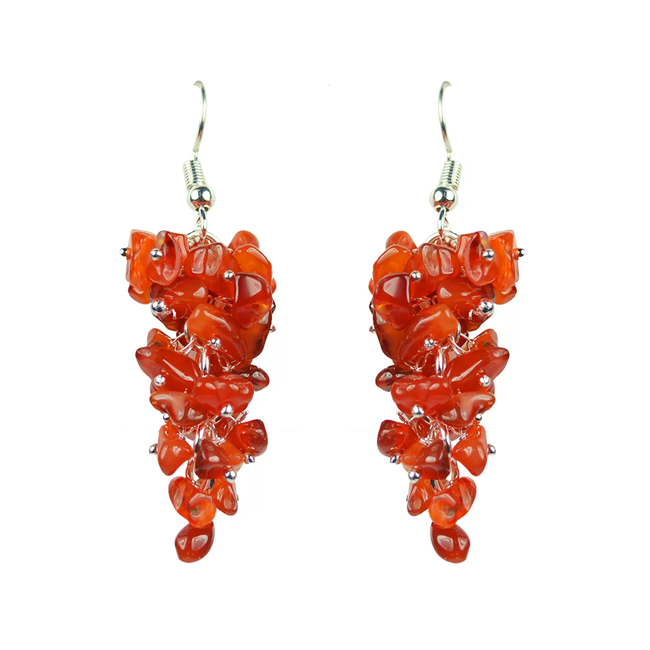 Carnelian Earrings Natural Chip Beads Earrings for Women, Girls (Orange)