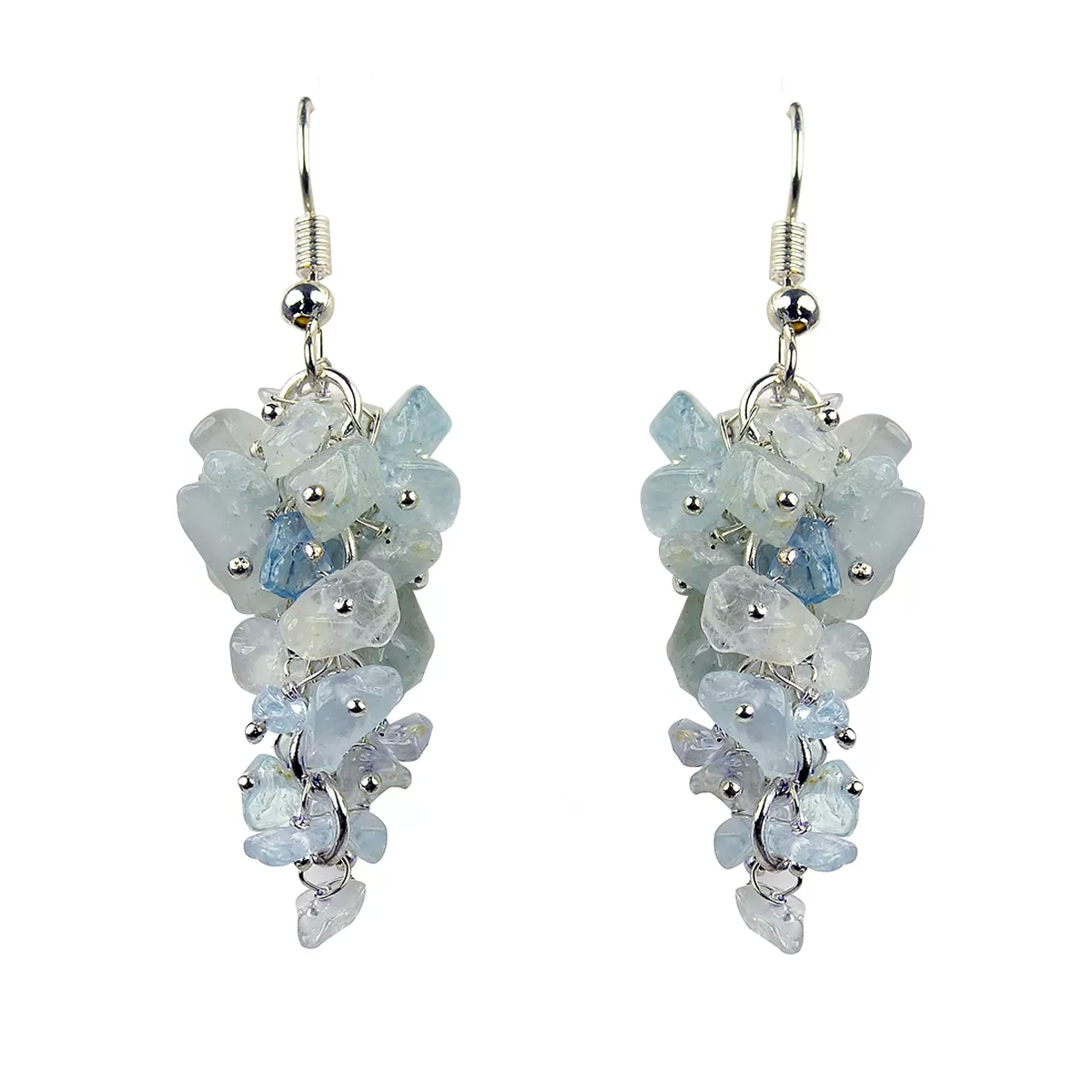 Aquamarine Earrings Natural Chip Beads Earrings for Women, Girls (Light : blue)