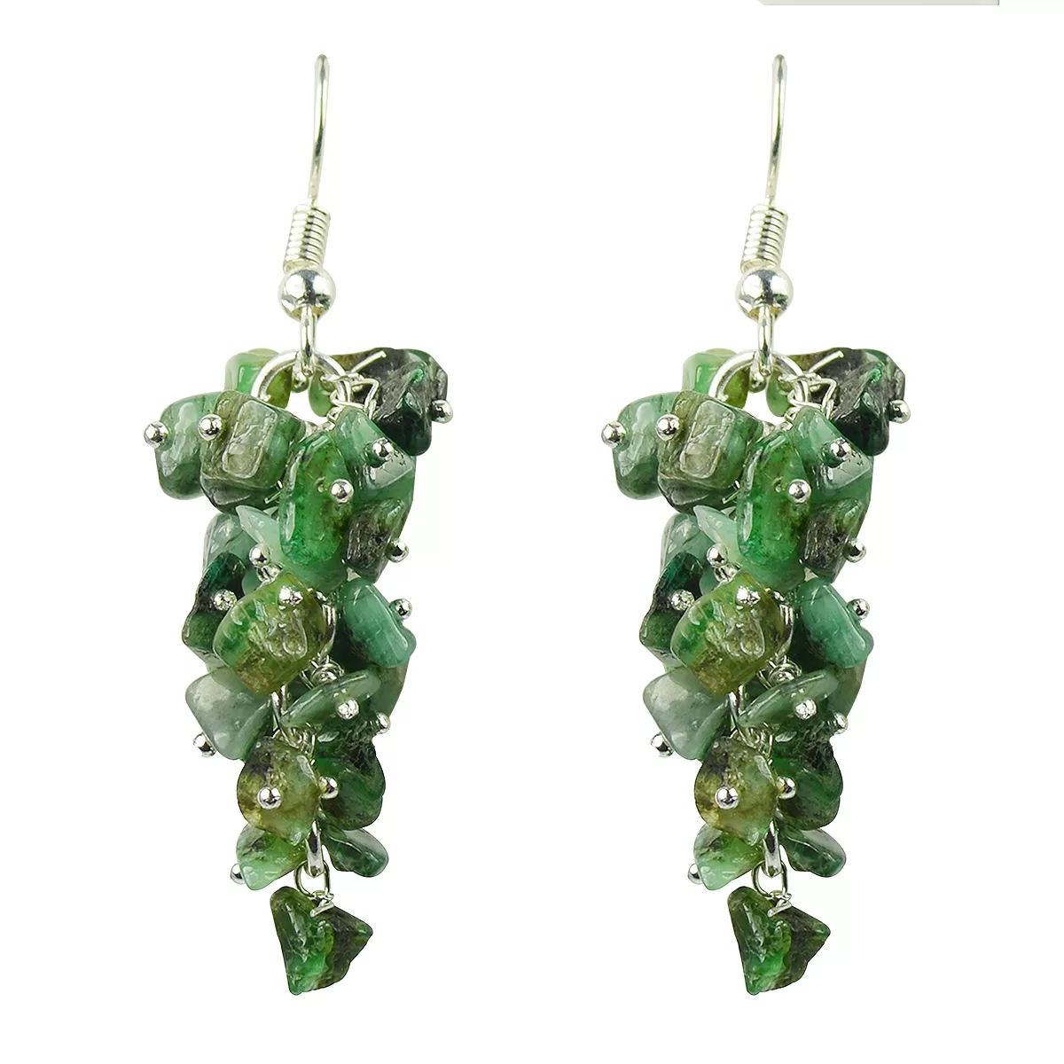 Emerald Earrings Natural Chip Beads Earrings for Women, Girls (Green)
