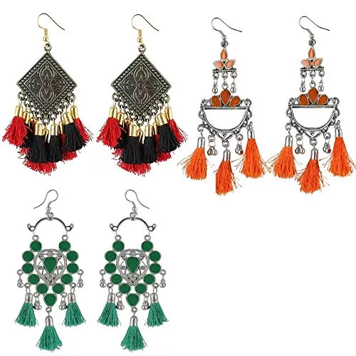 Stylish Oxidized Silver Earrings for Women COMBO - Pack of 3 Pair