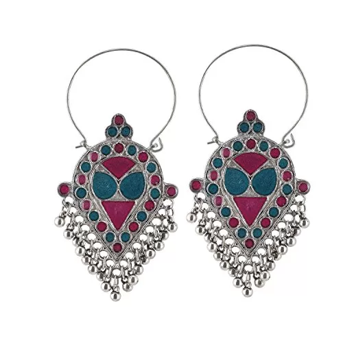 Andaaz Designer german silver multi colour oxidized afgani earrings for women and girls