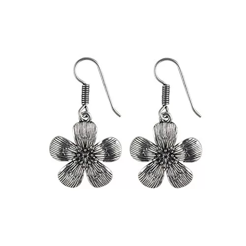 Stylish Flower Shaped Silver Oxidized Earrings for Women