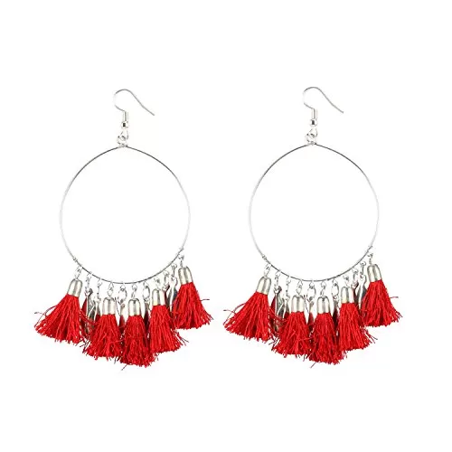 Designer Light Weight Red Bali Style Tassel Earrings for Girls and Women