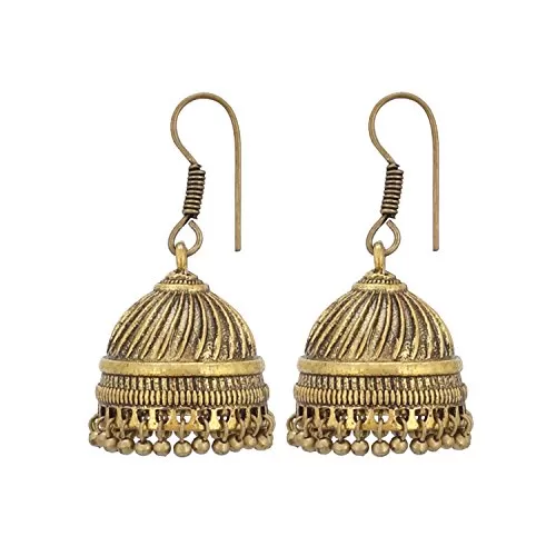Stylish Gold Plated Oxidised Earrings Jhumki For Women