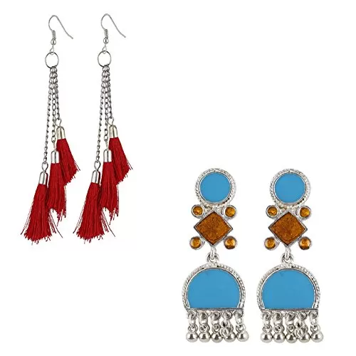 Metal Hanging Earrings for Women Red