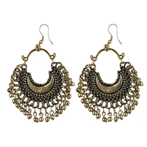 Designer Oxidised Golden Afgani Earrings for Women and Girls