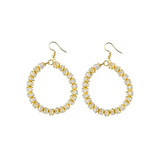 Designer Light Weight Golden Crystal Earrings for Women