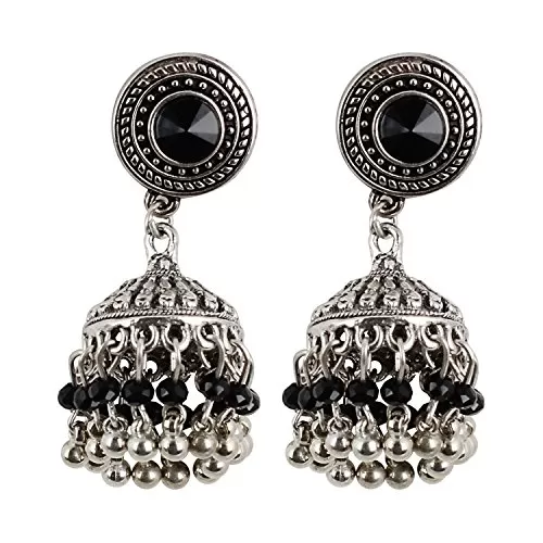 Oxidized Black Silver Plated Jhumki Earrings for Girls