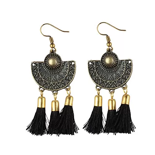 Metal Oxidized Gold Earrings for Women & Girls Black