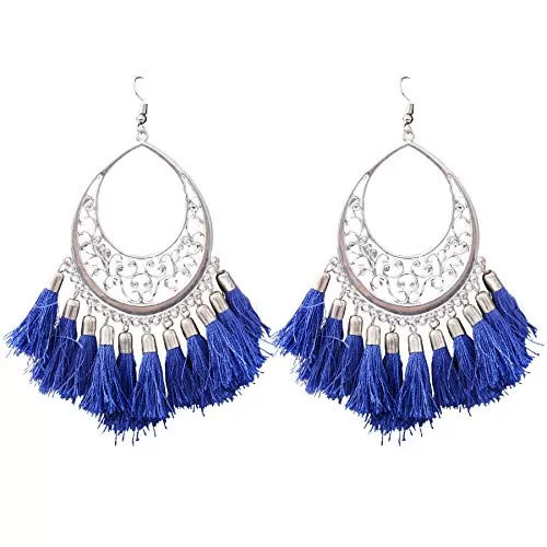 Stylish Blue Tassels Light Weight Earrings for Women and Girls