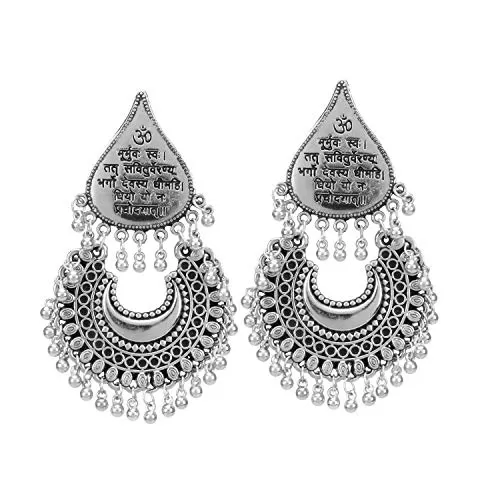 Designer Shlok German Silver Multi Colour Oxidized Afgani Earrings for Women and Girls