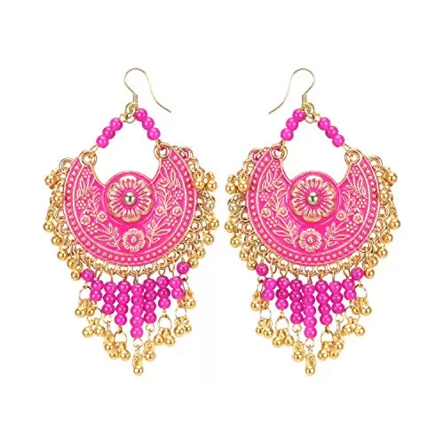 Stylish Navratri/Durga Puja Collection Beads Oxidized Golden Earrings for Women and Girls