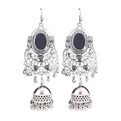 Fashion Stylish Oxidised Afghani Tribal Fancy Party Wear Earrings for Girls and Women (Silver)