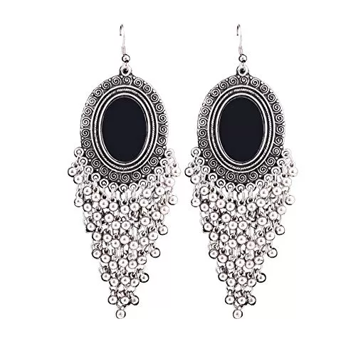 Stylish Mirror Afghani Style Silver Earrings for Girls