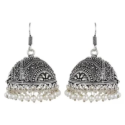 High Quality German Silver Oxidized Jhumki Earrings For Women and Girls