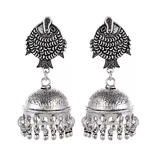 Stylish High Quality Fish Style Silver Jhumki for Women and Girls