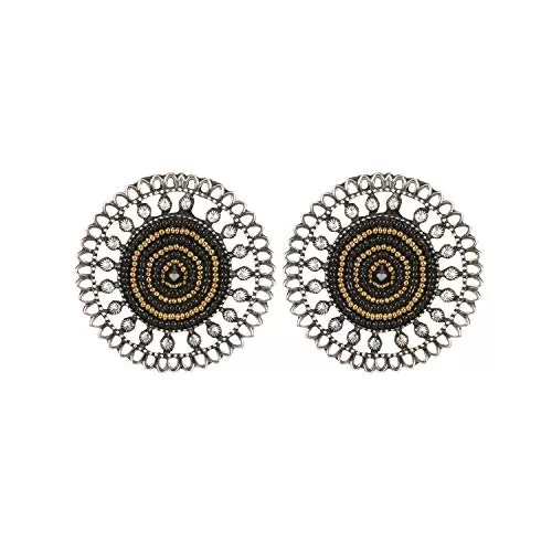 Stylish Black Embroidery Elegant oxidised Stud Earrings for Women and Girls