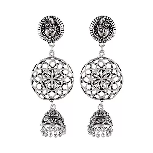 Stylish High Quality German Silver Oxidized Jhumki Earrings For Women and Girls