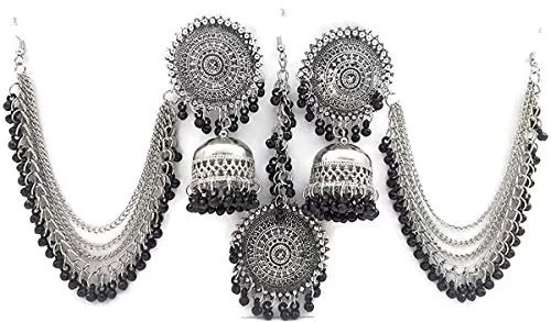 Earrings For Women Stylish Jewellery Earrings Afghani Kashmiri Tribal Jhumka Earrings And Maang Tikka Set Fancy Party Wear Earrings For Girls And Women