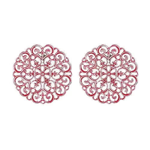 Indian Traditional Antique Tribal Jewellery Oxidised Pink and Silver Stud Earrings for Women