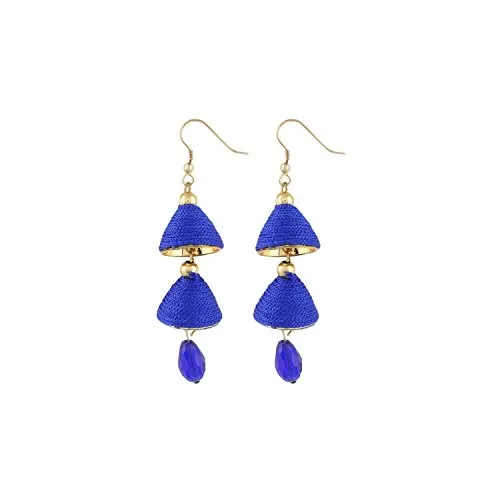 Designer Blue Thread Jhumki Earrings for Women and Girls