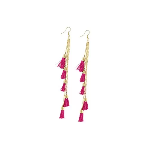 Fashion Lightweight Hook Dangler Hanging Pink Tassels Earrings for Women
