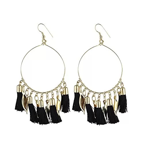 Designer Light Weight Black Bali Style Tassel Earrings for Girls and Women