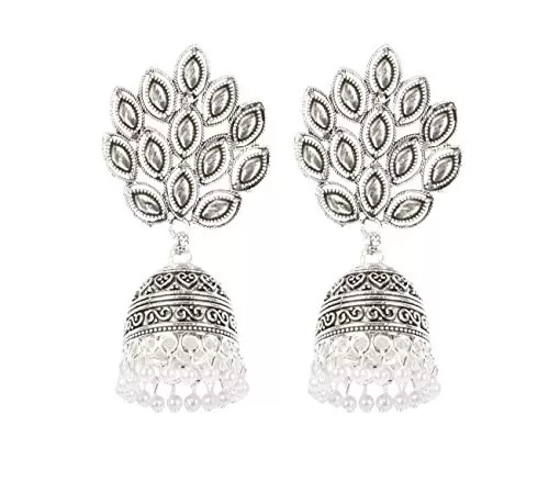 Indian Traditional Peacock Stone Elegant Jhumki Earrings for women and Girls