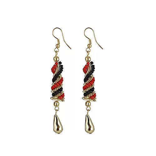 Designer Black and Red Beads Earings for Girls and Women