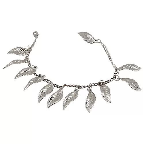 Designer Leaf Oxidized Silver Anklet for Girls and Women - 1 Piece