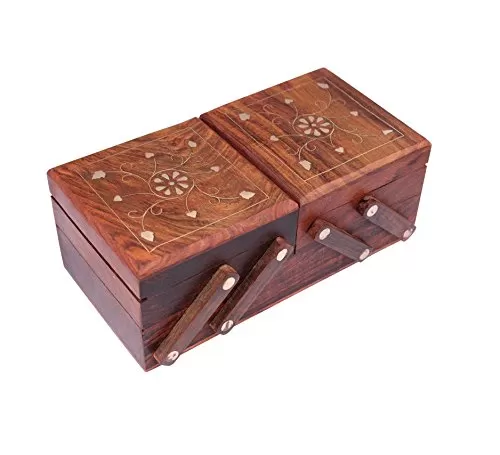 Jewellery Box for Women Wooden Flip Flap Handmade Gift 8 Inches