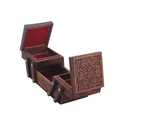 Beautifully Handcrafted Sliding Wooden Decorative Jewellery Storage Box