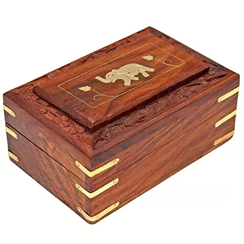 Handmade Wooden Jewellery Box for Women Jewel Organizer Elephant Decor (Gift for Raksha Bandhan)