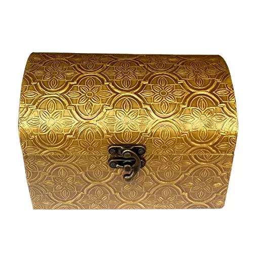 Wooden Jewellery Trinket Box Brass Shade Home Decorative Handicraft Gift Item