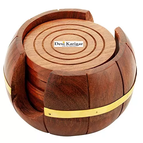 Wooden Half Barrel Shape Wooden Tea Coster Suitable for Wine Glasses Beer Bottles Whiskey Glasses and Any Hot and Cold Drinks