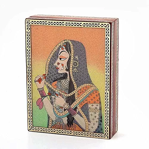 Gemstone Powder Bani Thani Painting Wooden Box (259 Brown)