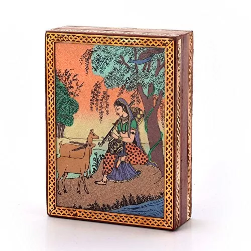 Gemstone Meera Painting Wooden Jewellery Box (256 Brown)