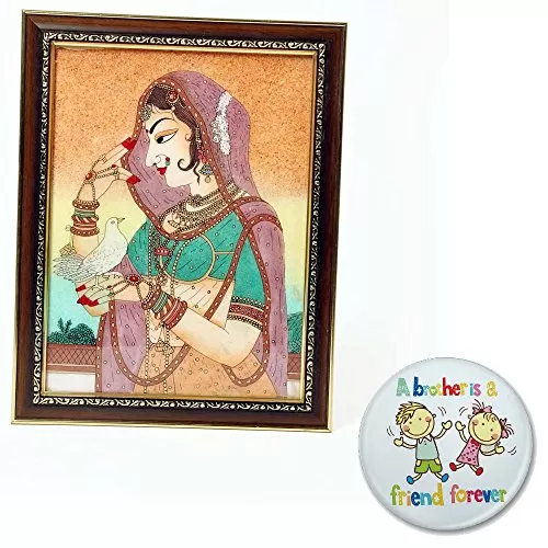 Gemstone Painting Cute Bani Thani with (33.02 cm x 22.86 cm)