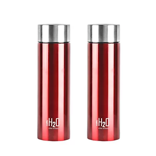 H2O Stainless Steel Water Bottle Set 1 Litre Set of 2 Red