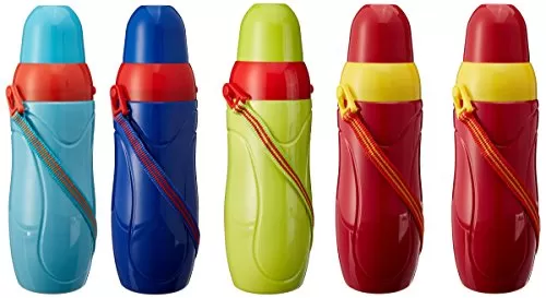 Cello Puro KDs Plastic Bottle Set 600ml Set of 5 Multicolour