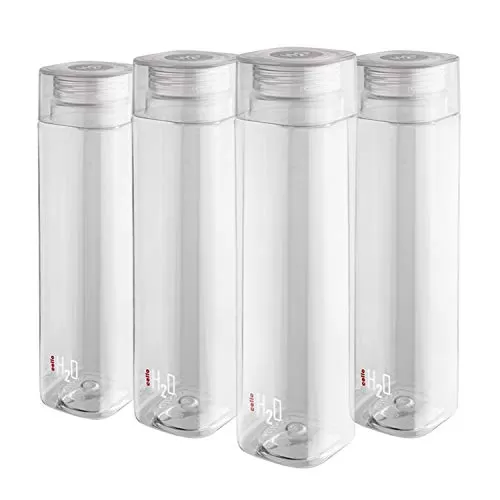 Cello H2O Squaremate Plastic Water Bottle 1-Liter Set of 4 Clear