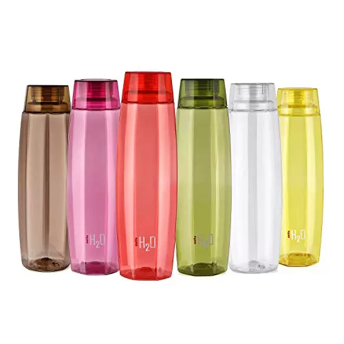Cello Octa Premium Edition Safe Plastic Water Bottle 1 Litre Set of 6 Assorted