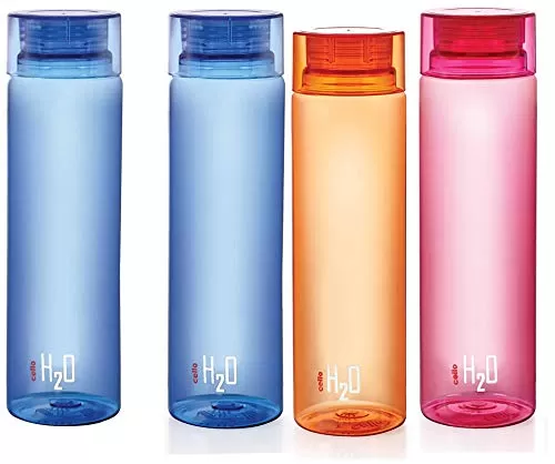 H2O Unbreakable Plastic Bottle 1 Litre Assorted color & H2O Bottle 1 Litre Set of 3 Colour May Vary Combo