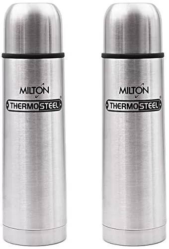 MILTON Thermosteel Flip Lid Flask 1000 ml and 500 ml Silver