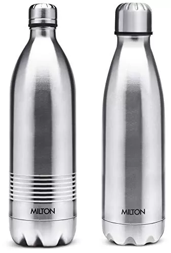 Thermosteel Duo Deluxe-1000 Bottle Style Vacuum Flask 1 Litre Silver + Shine 800 Stainless Steel Water Bottle 690 ml Steel Plain