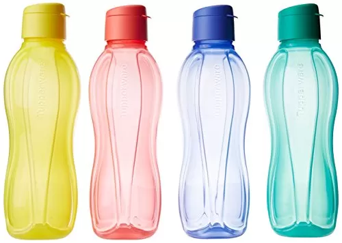 Tupperware Fliptop Plastic Bottle Set 1 Litre Set of 4 Multicolour