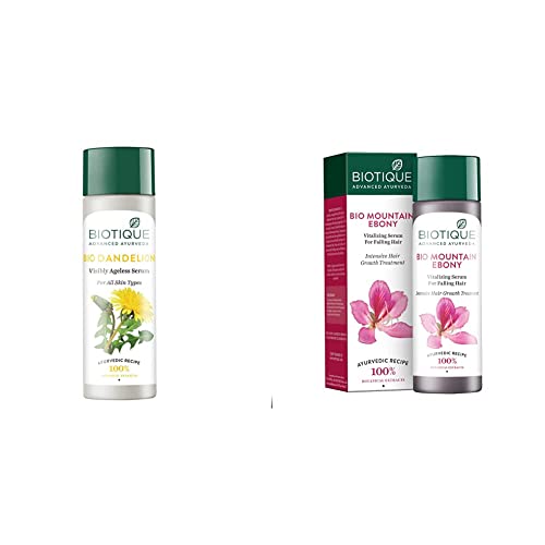 Biotique Bio Dandelion Visibly Ageless Serum 190ml And Biotique Bio  Mountain Ebony Vitalizing Serum For Falling Hair Intensive Hair Growth  Treatment 120ML - the best price and delivery | Globally